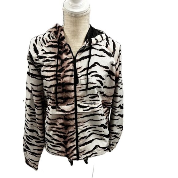 Forever 21 Small Black and Brown Zebra Print Bomber Jacket - Picture 1 of 6